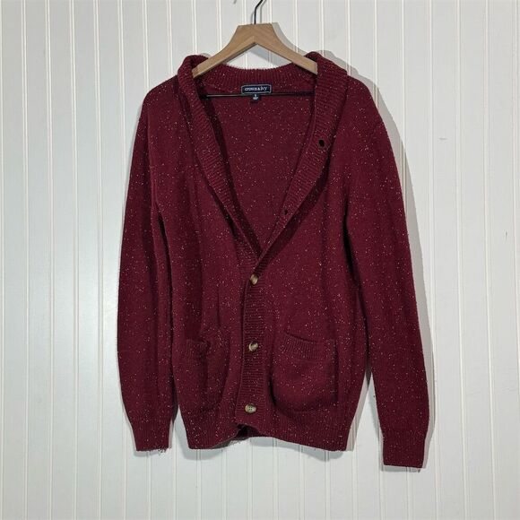 Crown & Ivy Red Speckled Knit Shawl Collar Cardigan Sweater Women’s S Pockets - Picture 1 of 8